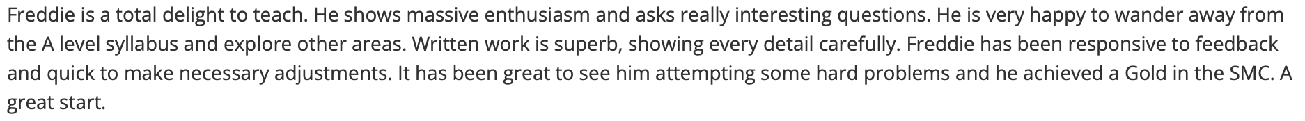 Teacher Comments